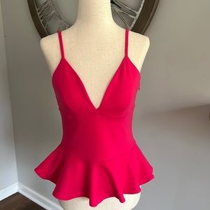 Susana Monaco Pink peplum top with spaghetti straps: Size S (altered from L)